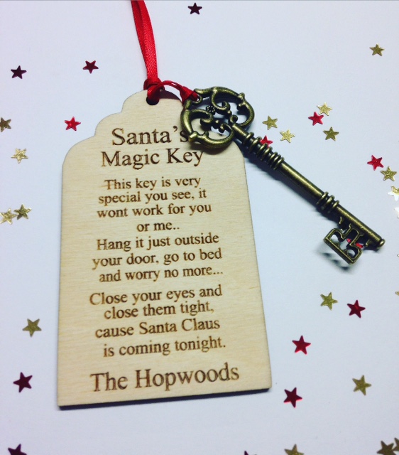 Magic Key Silver Filigree x1PC Santa Magic Key Wooden Santas Key 