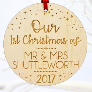 Personalised Christmas tree decoration, 1st Christmas as Mr & Mrs