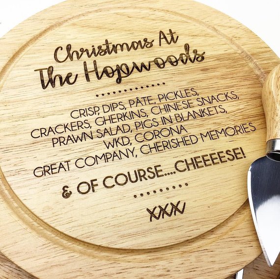Personalised christmas cheese board